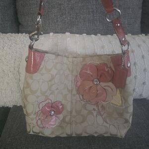 Coach Mint Limited Edition Bleecker Floral Applique Signature Juaquard Bag